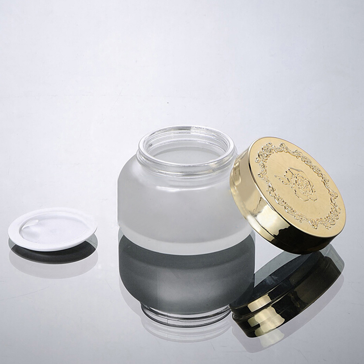 wholesale 50G frosted glass cream jar with silver lid, 50g cosmetic container cream jar,Cosmetic Jar 50g glass Cosmetic