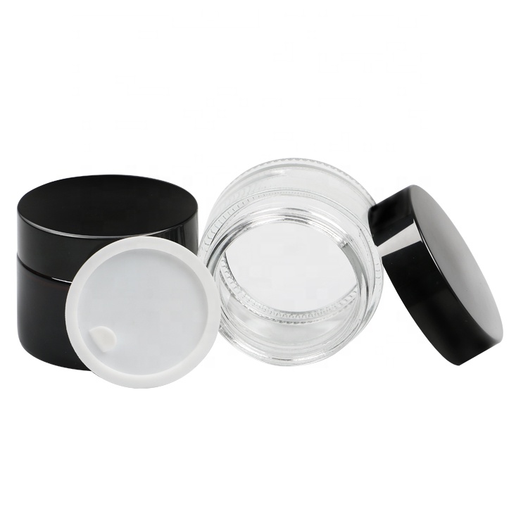 wholesale 50g clear black luxury cosmetic skin care small round frosted cream jar glass