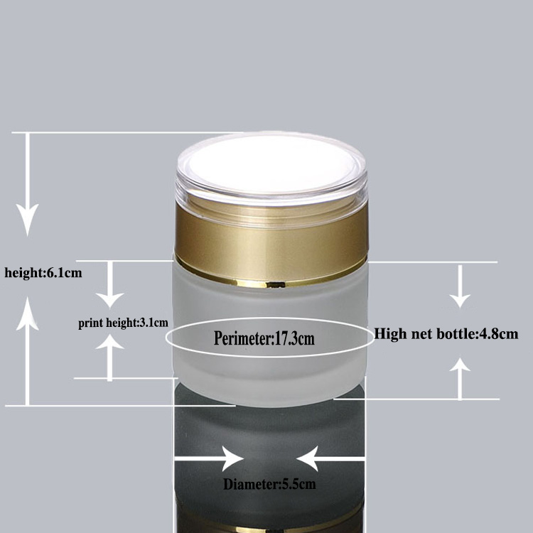 wholesale 50g clear frosted glass cream jar with white acrylic lid, 50 gram cosmetic jar,packing for sample