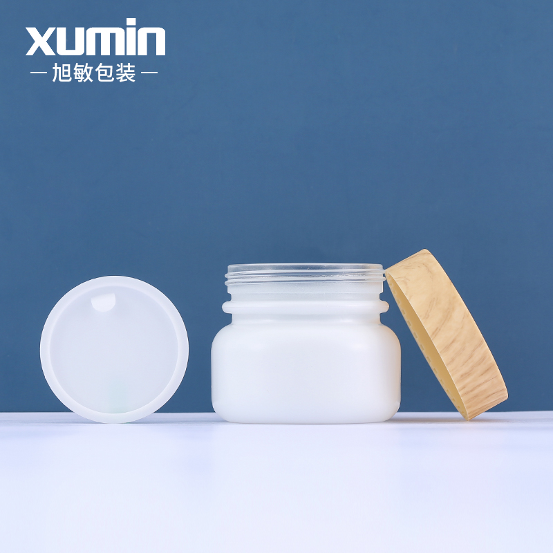 wholesale 50g frosted glass jar luxury cosmetic jar clear frosted glass cream jar