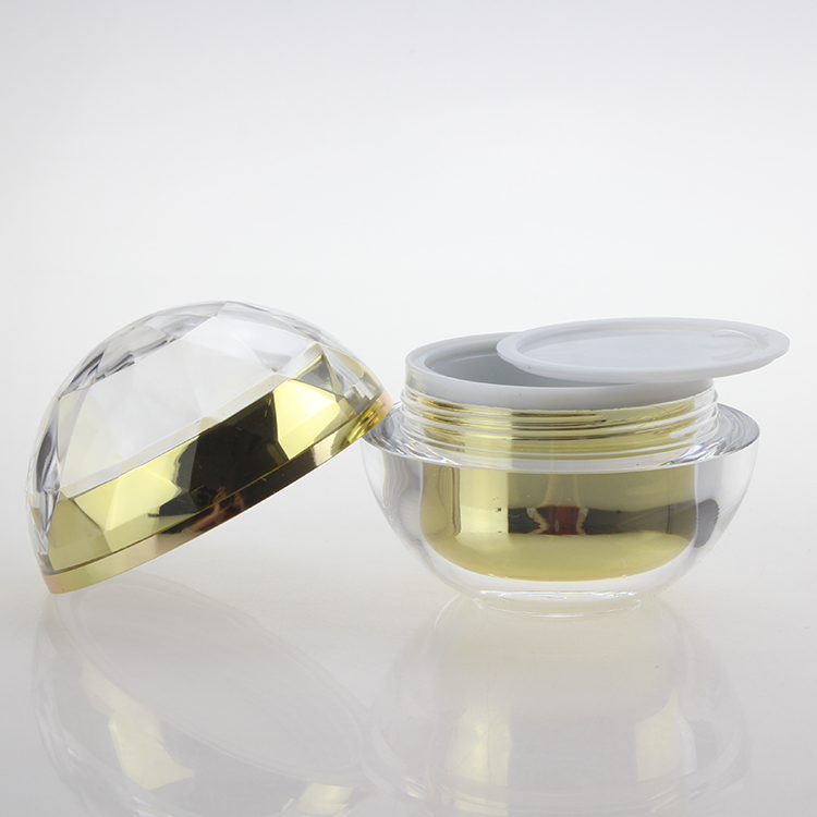 wholesale 50g gold acrylic ball shape cream bottle ,50g plastic cosmetic container for sale,acrylic cream jar 50g for Cosmetic