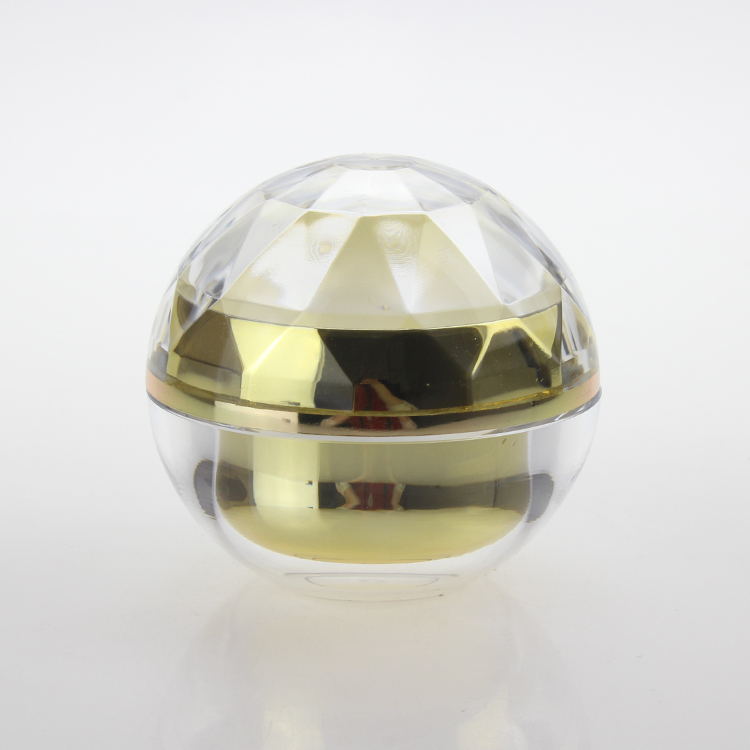 wholesale 50g gold acrylic ball shape cream bottle,50g plastic cosmetic container for sale,acrylic cream jar 50g for Cosmetic