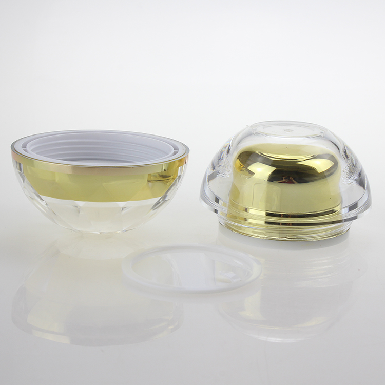 wholesale 50g gold acrylic ball shape cream bottle,50g plastic cosmetic container for sale,acrylic cream jar 50g for Cosmetic