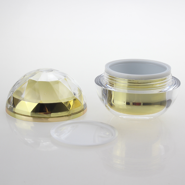 wholesale 50g gold acrylic ball shape cream bottle,50g plastic cosmetic container for sale,acrylic cream jar 50g for Cosmetic