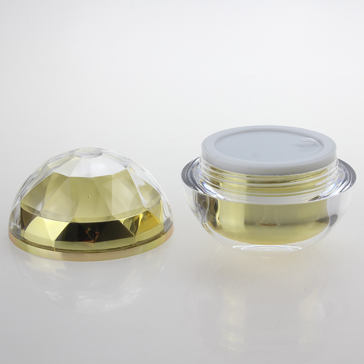 wholesale 50g gold acrylic ball shape cream bottle,50g plastic cosmetic container for sale,acrylic cream jar 50g for Cosmetic