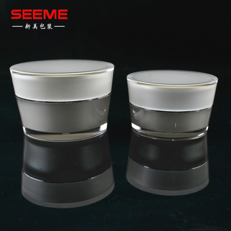 wholesale 50g plastic cosmetic jar grey blue acrylic cream container tapered shape jar