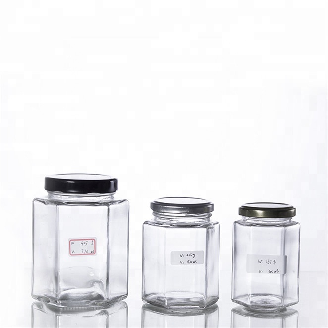 wholesale 50ml / 100ml / 250ml / 500ml / 1000ml hexagon glass canning jars