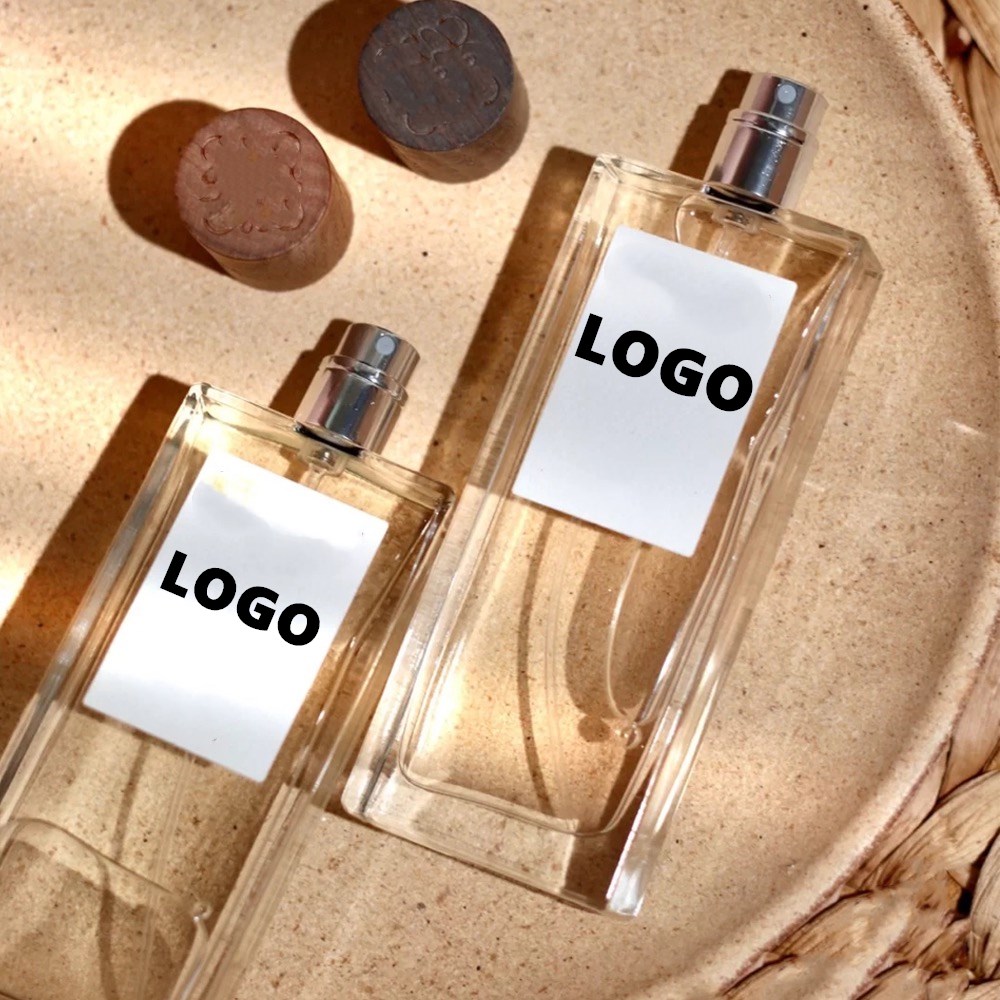 wholesale 50ml 100ml perfume bottle square bottle with wood cap