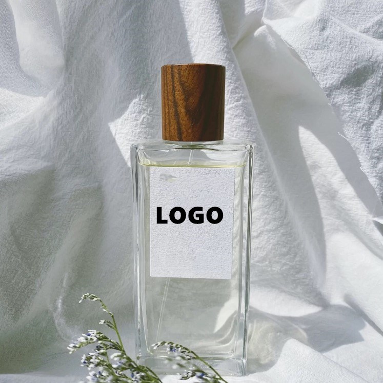 wholesale 50ml 100ml perfume bottle square bottle with wood cap