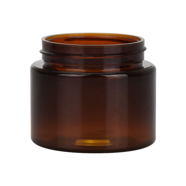 wholesale 50ml 150ml 250ml 500ml fashion empty cosmetic container round clear amber plastic jar with bamboo lid
