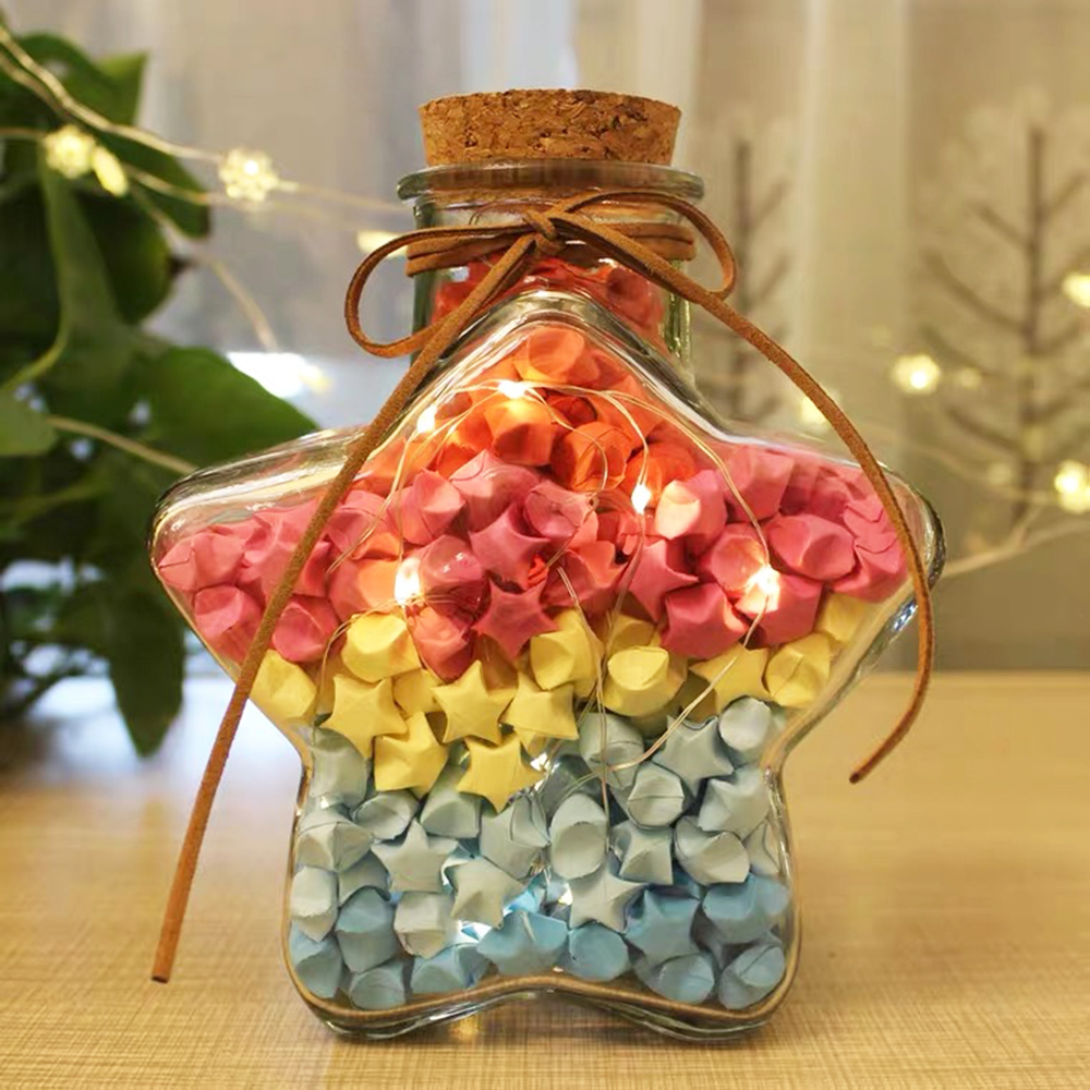 wholesale 50ml 150ml 500ml 800ml candy jar star pentagram shaped wishing glass bottles for wedding gift with cork