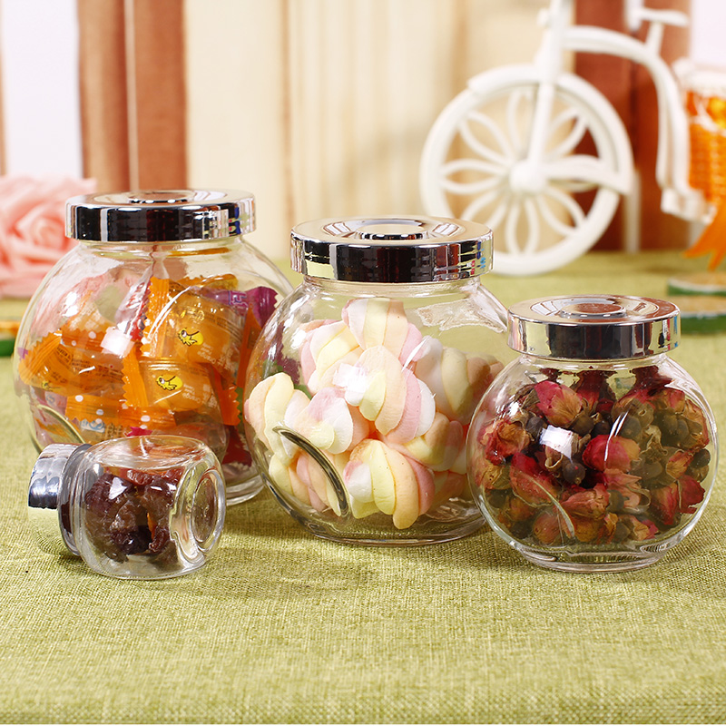 wholesale 50ml 180ml 380ml 500ml unique shape sealed glass candy jar with acrylic cap