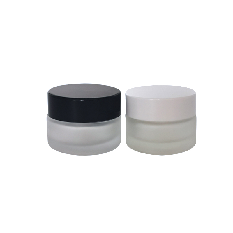 wholesale 50ml 50g cosmetic jar clear glass cream jar with black lid eco friendly cosmetic containers