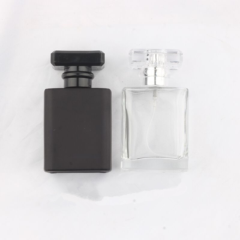 wholesale 50ml black colour glass perfume bottle with spray cap