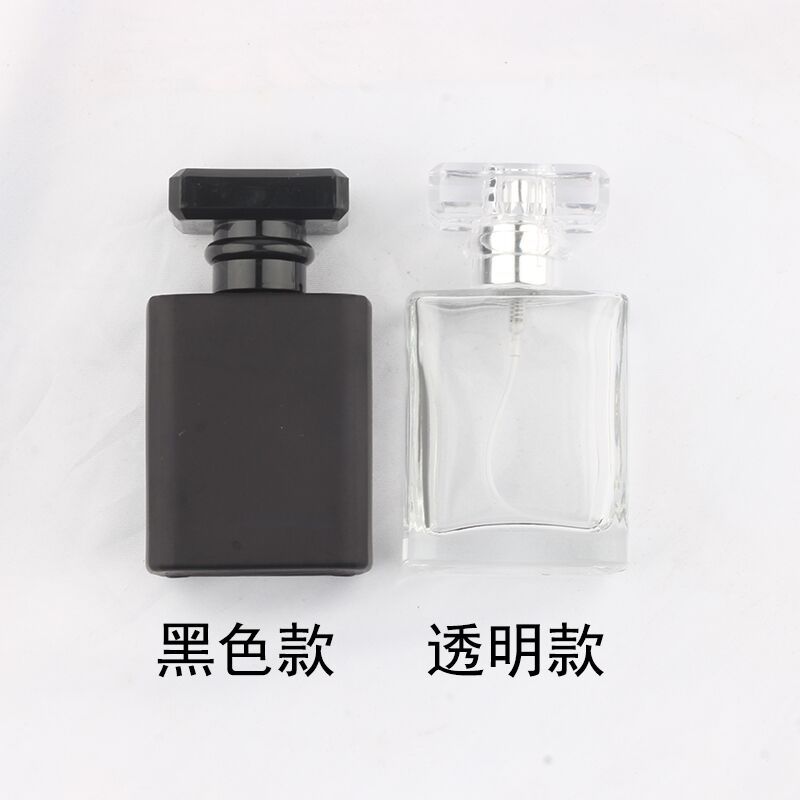 wholesale 50ml black colour glass perfume bottle with spray cap