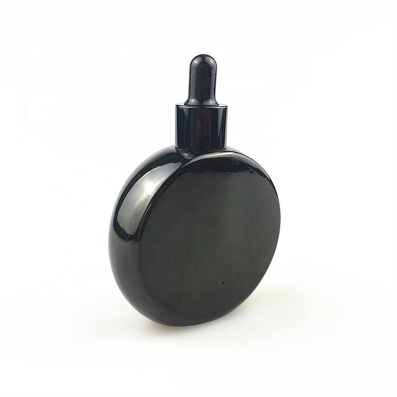 wholesale 50ml black round oil perfume bottle with dropper