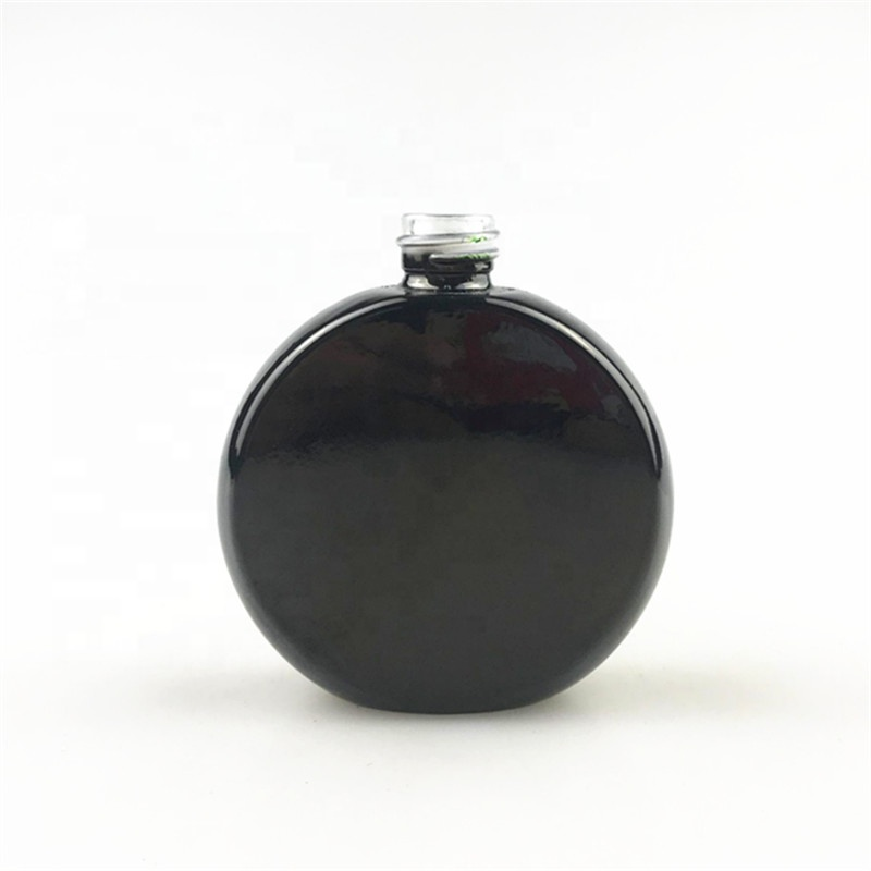 wholesale 50ml black round oil perfume bottle with dropper