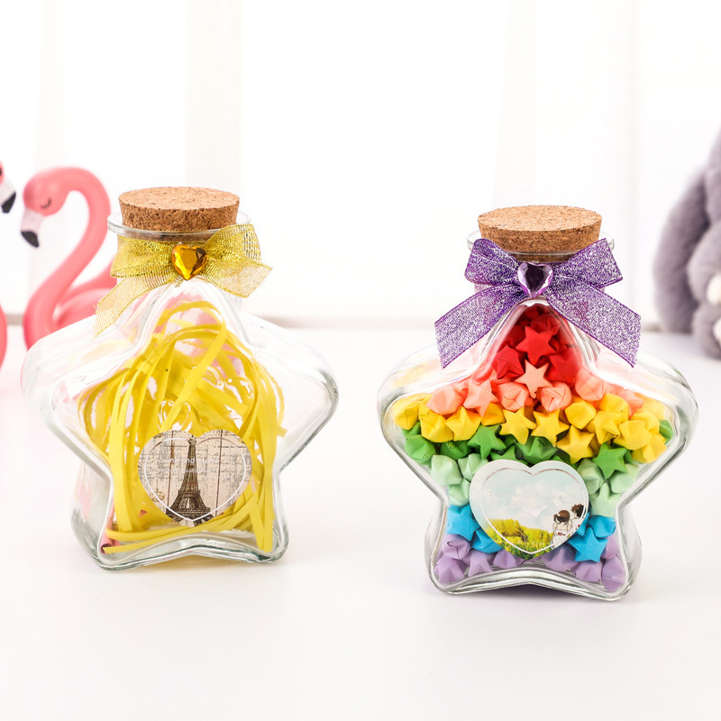 wholesale 50ml candy jar lucky star wishing glass bottles with cork for wedding gift