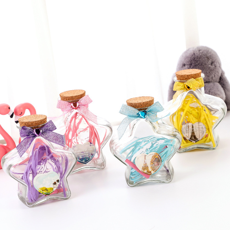 wholesale 50ml candy jar lucky star wishing glass bottles with cork for wedding gift