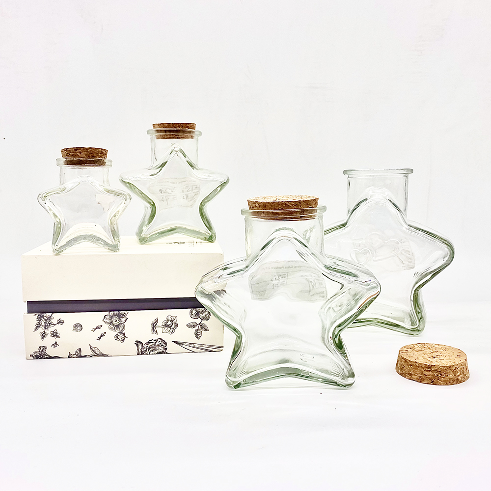 wholesale 50ml candy jar lucky star wishing glass bottles with cork for wedding gift