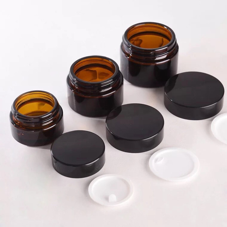 wholesale 5g-100g amber cosmetic glass jar for eye cream and face cream