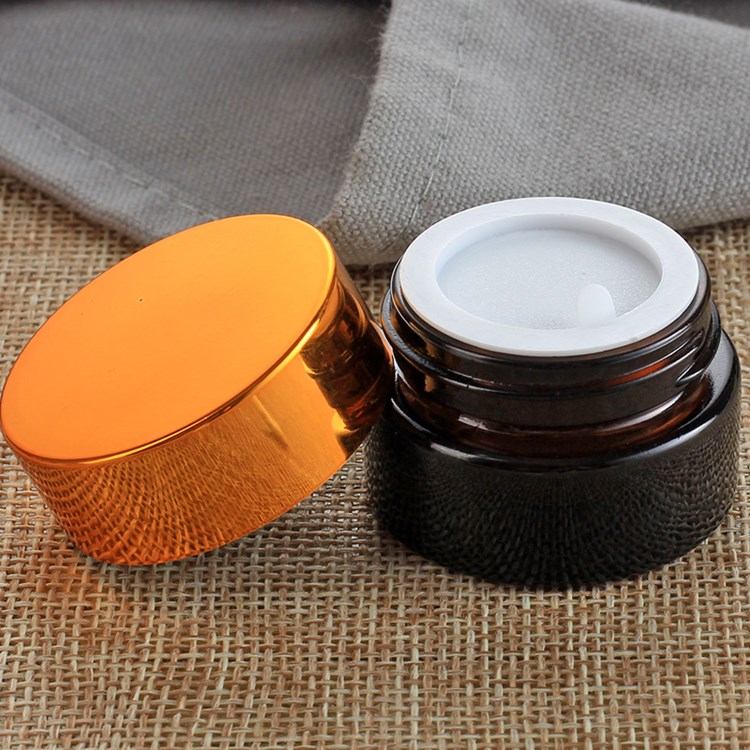 wholesale 5g-100g amber cosmetic glass jar for eye cream and face cream
