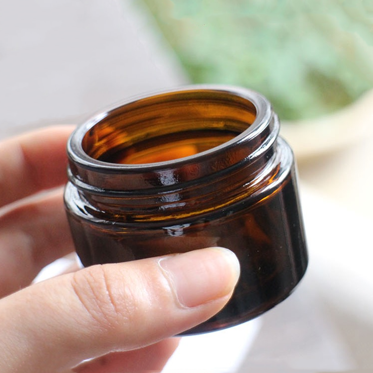 wholesale 5g-100g amber cosmetic glass jar for eye cream and face cream