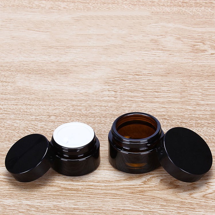 wholesale 5g-100g amber cosmetic glass jar for eye cream and face cream