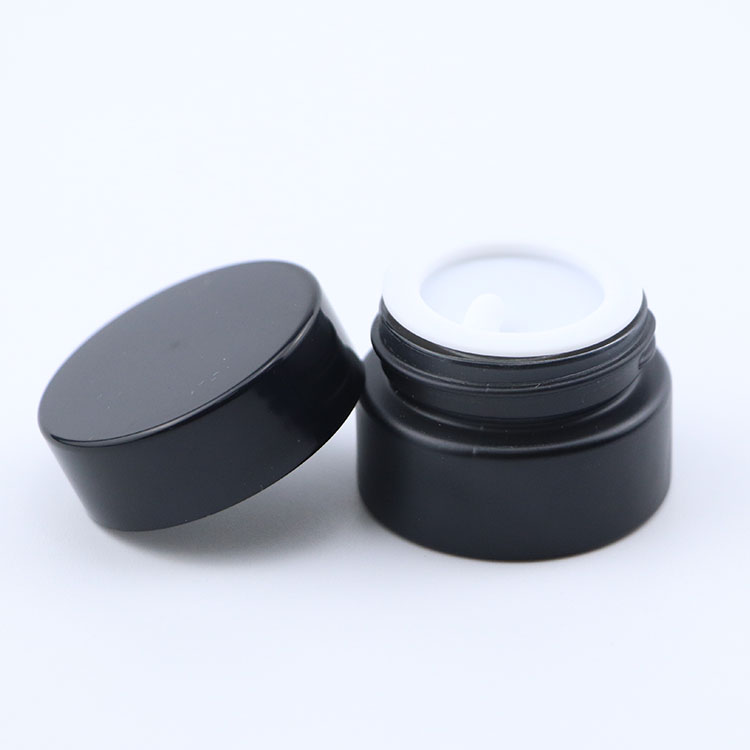 wholesale 5g 10g 15g 20g 30g 50g 100g cream glass jar glass matte black cosmetic jar with black uv cap