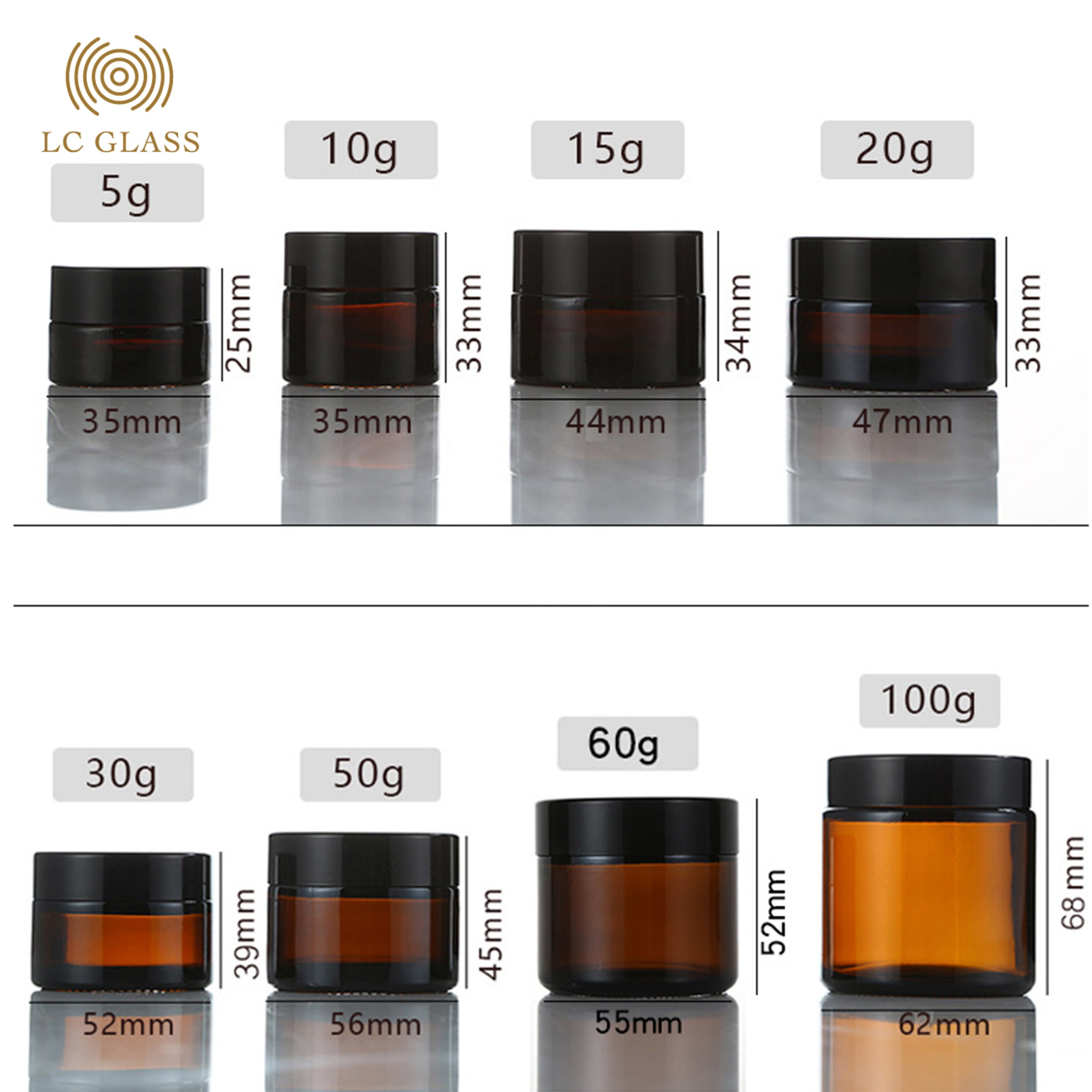 wholesale 5g 10g 15g 20g 30g  50g 80g 100g clear cosmetic jar glass cosmetic cream jar jars for empty lip balm