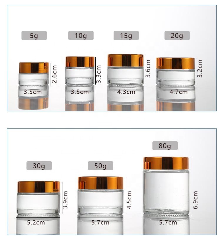 wholesale 5g 10g 15g 20g 30g 50g 80g 100g clear cosmetic jar glass cosmetic cream jar jars for empty lip balm