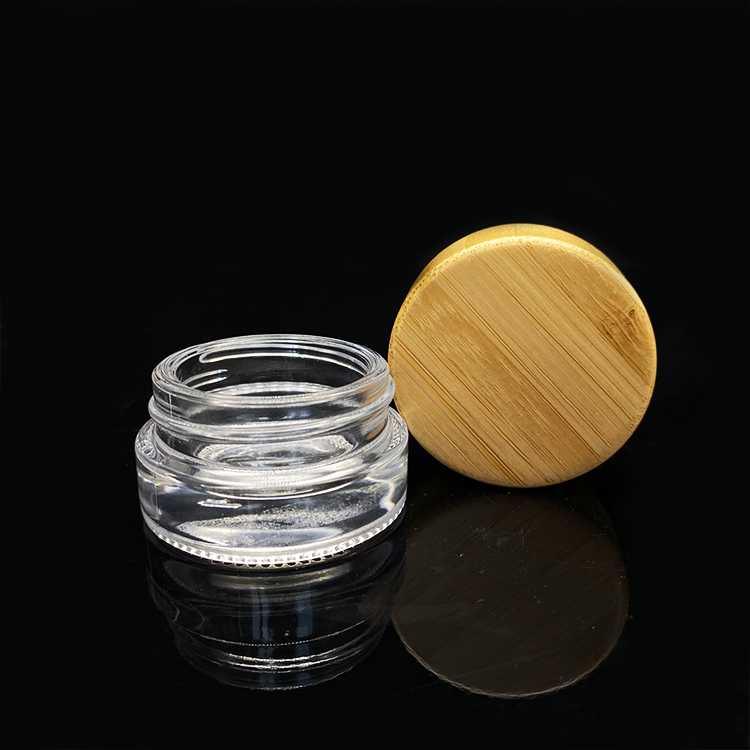 wholesale 5g 10g 15g 20g 30ml 50g 60g 100g clear frosted glass jar with bamboo lid for cosmetic skincare scrub cream custom