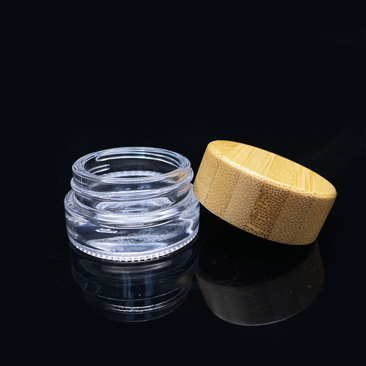 wholesale 5g 10g 15g 20g 30ml 50g 60g 100g clear frosted glass jar with bamboo lid for cosmetic skincare scrub cream custom