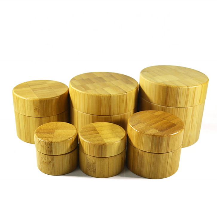 wholesale 5g 10g 15g 30g 50g 100g 150g 200g 250g empty skincare body cream jars with bamboo lid