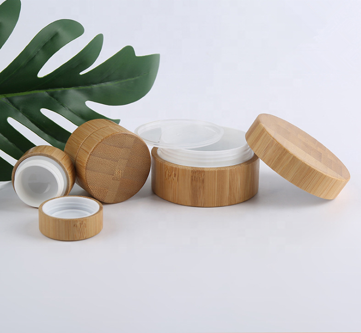 wholesale 5g 10g 15g 30g 50g 100g 150g 200g 250g empty skincare body cream jars with bamboo lid