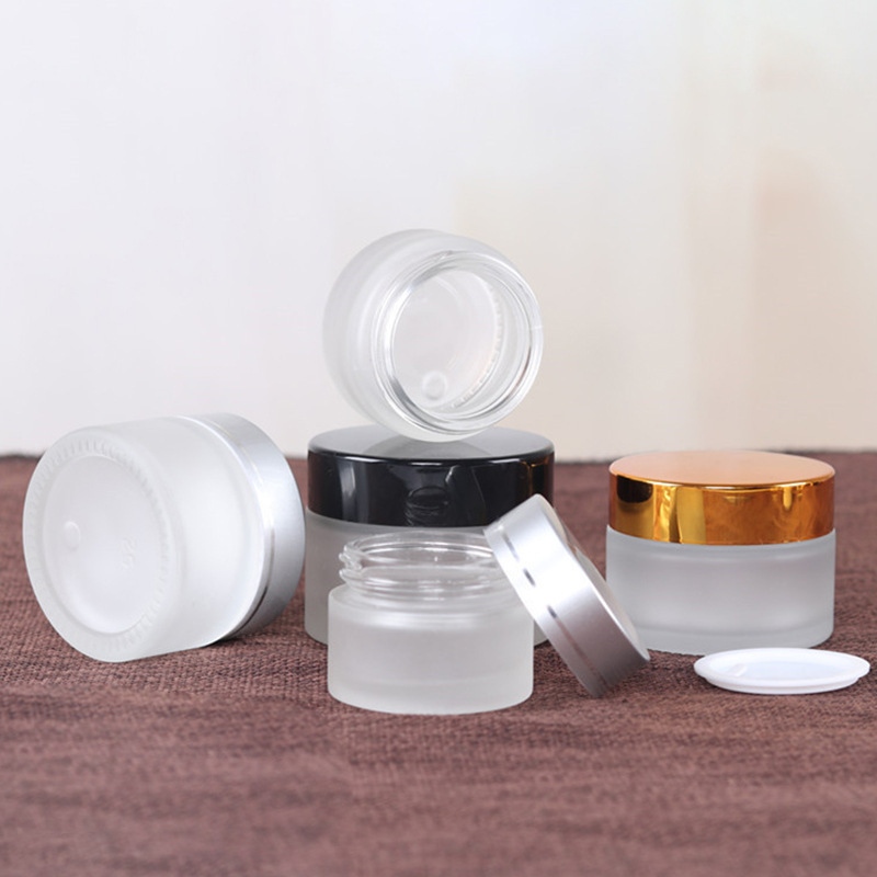 wholesale 5g 10g 20g 100g 50g frosted round screw top body lotion containers eye cream skin care cream jar cosmetic glass jar