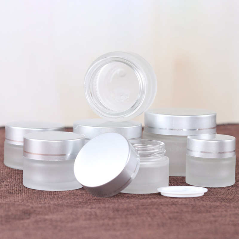 wholesale 5g 10g 20g 100g 50g frosted round screw top body lotion containers eye cream skin care cream jar cosmetic glass jar