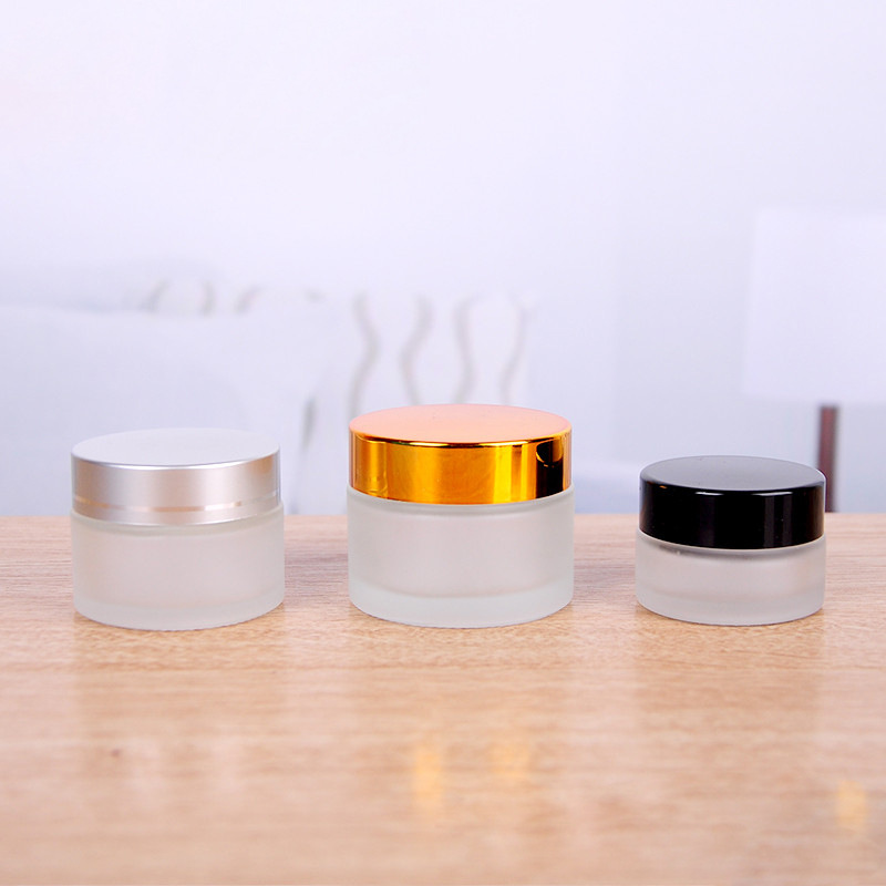 wholesale 5g 10g 20g 100g 50g frosted round screw top body lotion containers eye cream skin care cream jar cosmetic glass jar