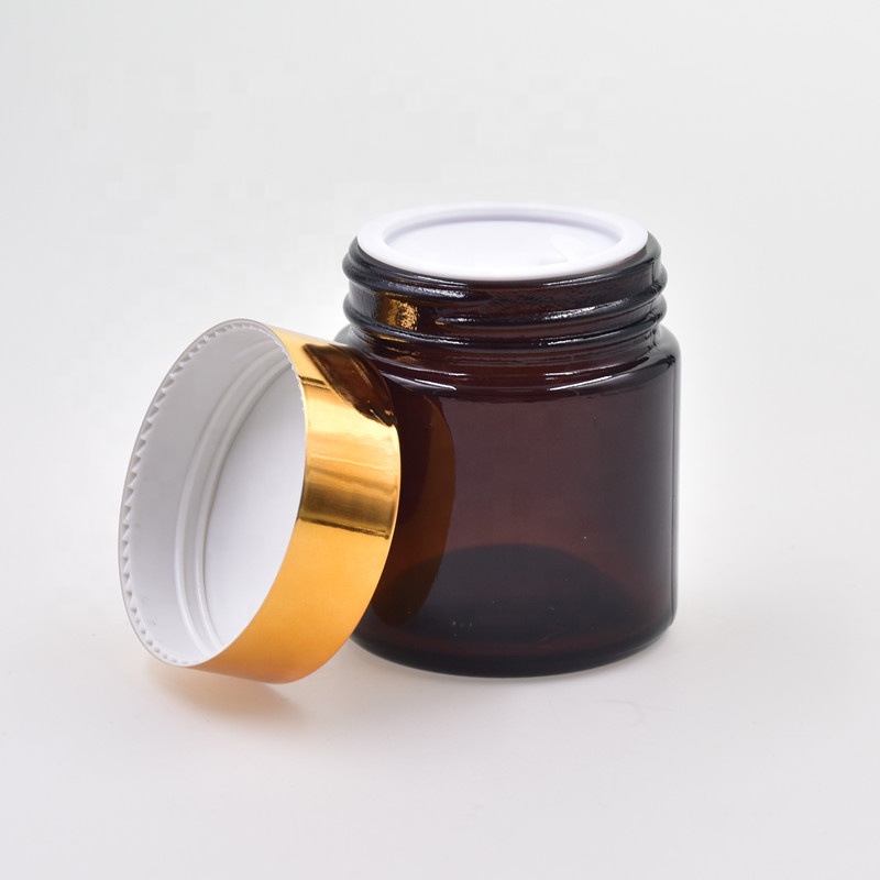 wholesale 5g 10g 20g 30g 50g amber round screw top body lotion containers eye cream skin care cream jar cosmetic glass jar