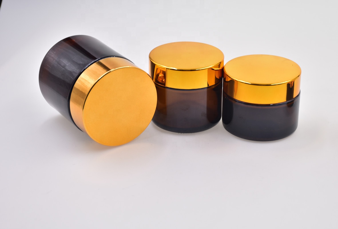 wholesale 5g 10g 20g 30g 50g amber round screw top body lotion containers eye cream skin care cream jar cosmetic glass jar