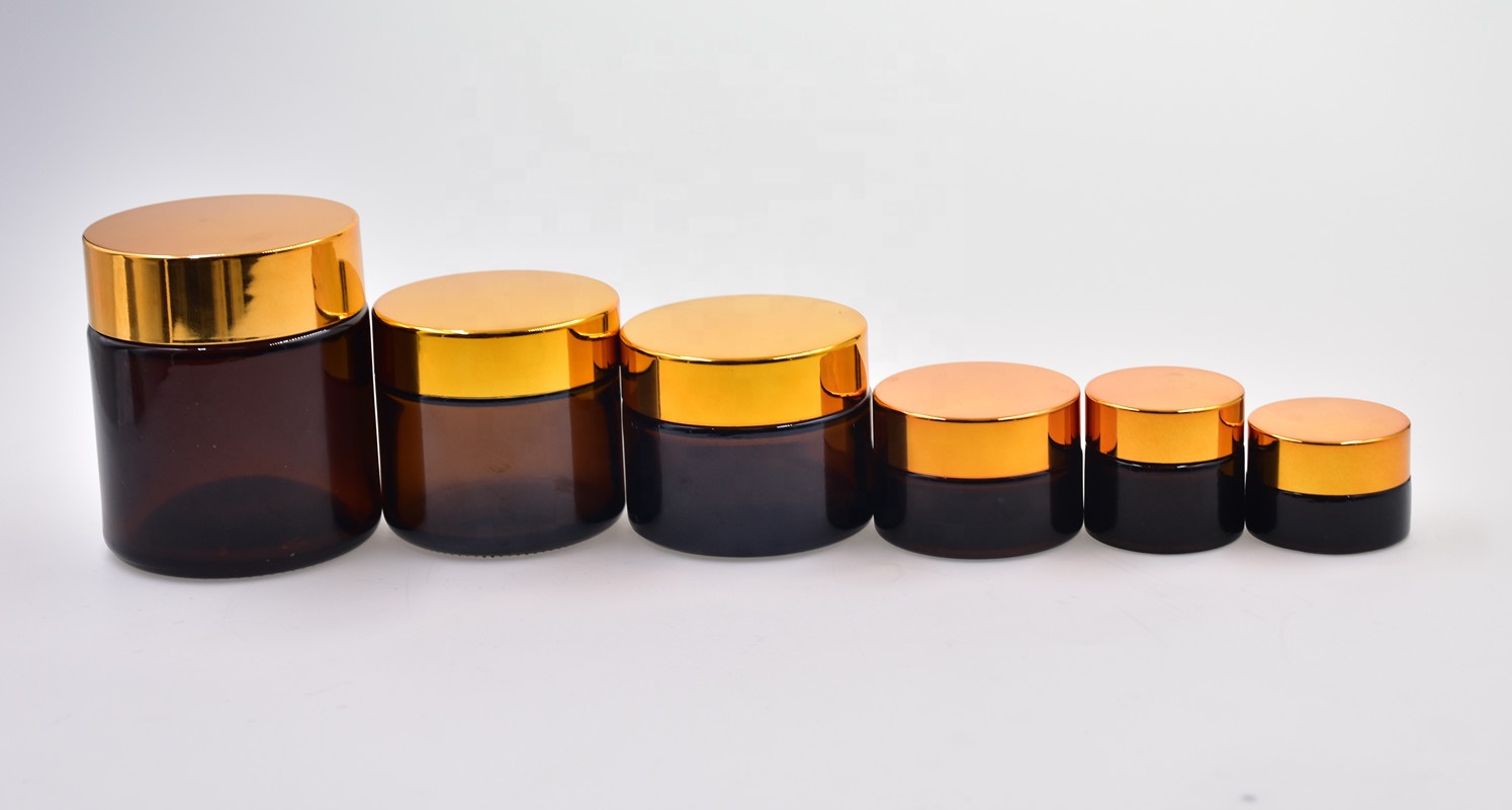 wholesale 5g 10g 20g 30g 50g amber round screw top body lotion containers eye cream skin care cream jar cosmetic glass jar