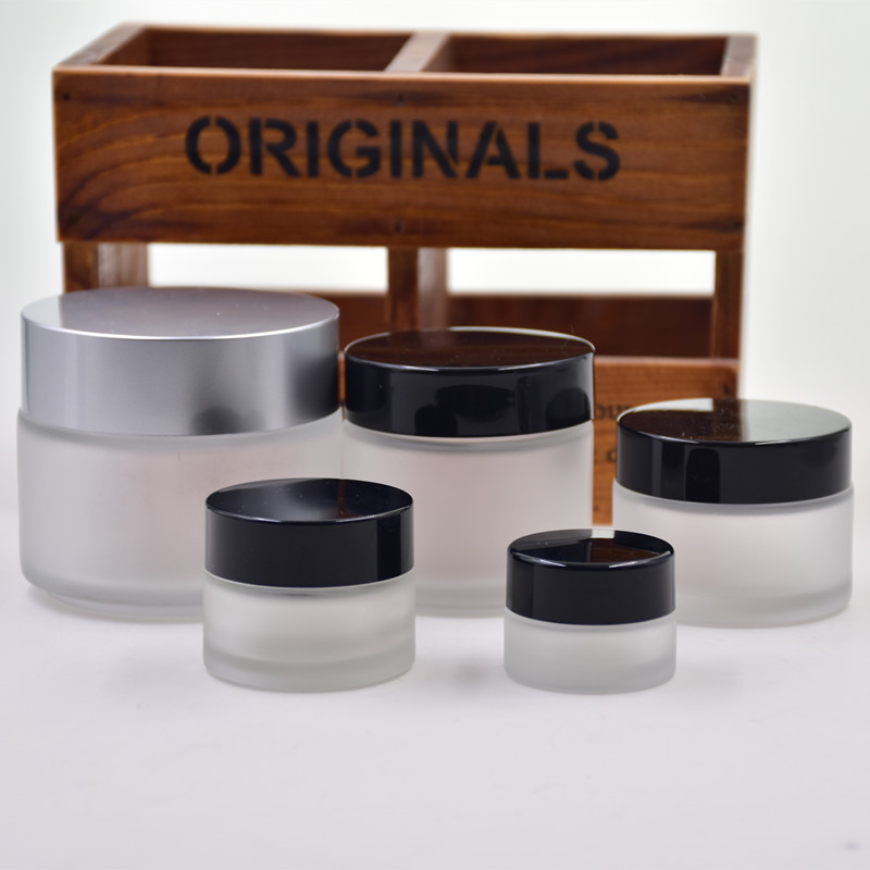 wholesale 5g 10g 20g 30g 50g frosted round screw top body lotion containers eye cream skin care cream jar cosmetic glass jar