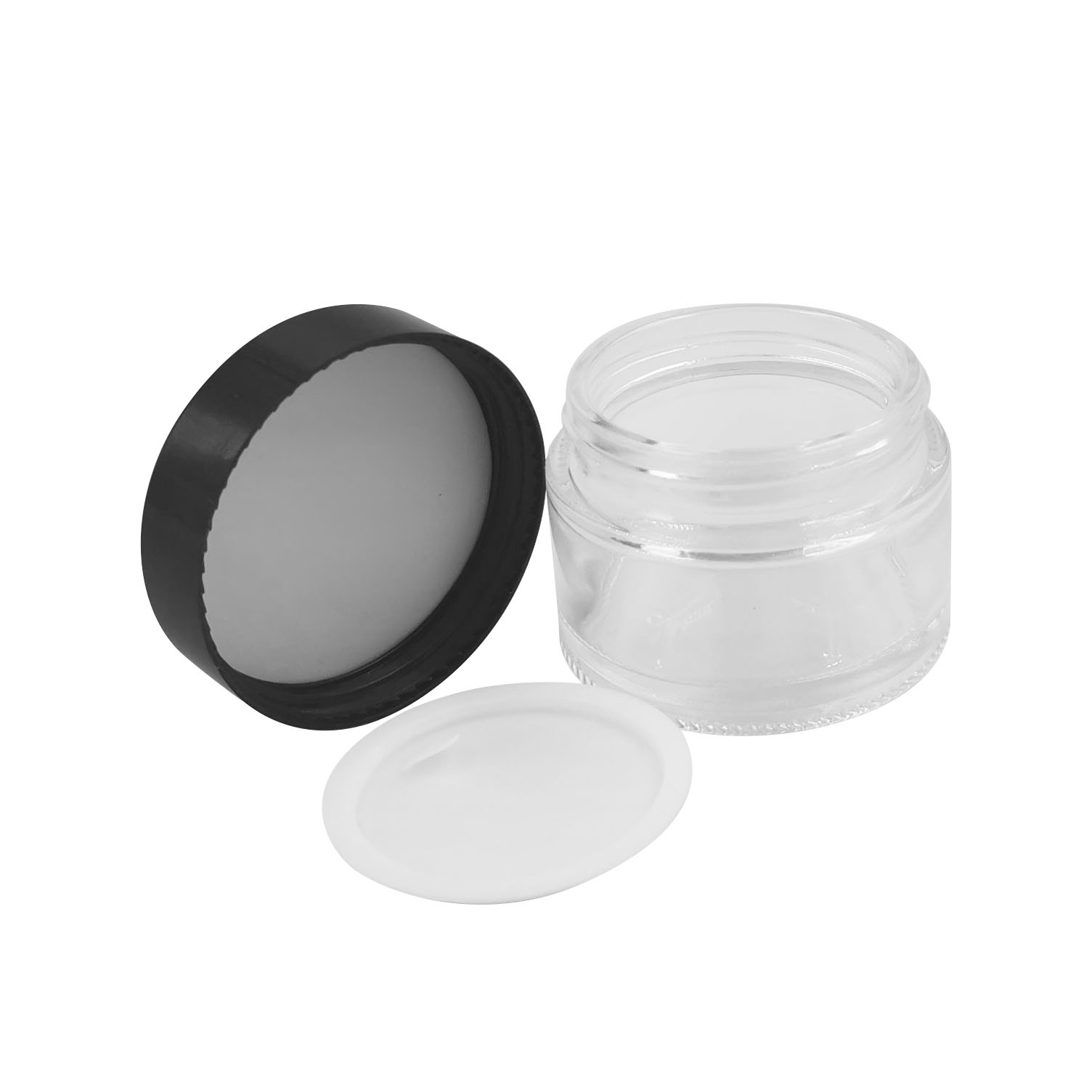 wholesale 5ml 10ml 15ml 20ml 30ml 50gml 100ml 1 oz skincare packaging  clear Cosmetic glass jar and containers with lids