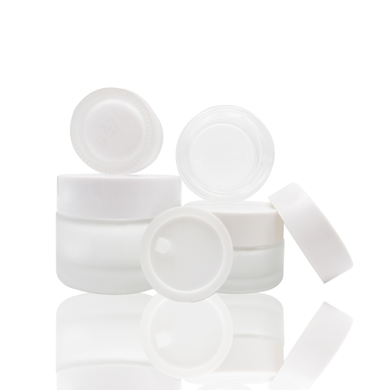 wholesale 5ml 10ml 15ml 20ml 30ml 50gml 100ml 1 oz skincare packaging frosted glass cosmetic jar and containers with lids