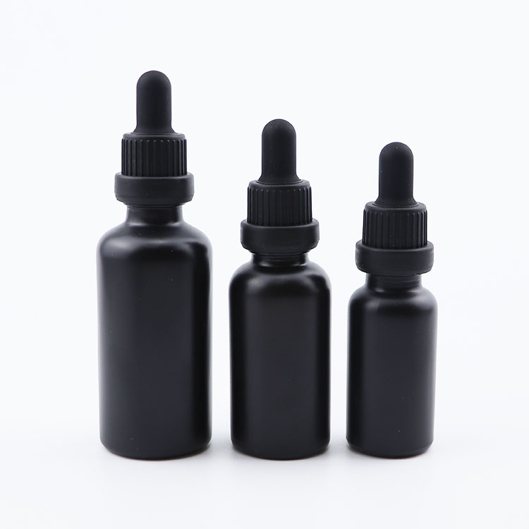 wholesale 5ml 15ml 20ml 30ml 50ml Glass Dropper Frosted Amber black Essential Oil Bottle with Child Resistant Cap