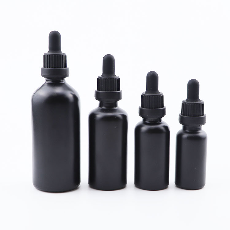 wholesale 5ml 15ml 20ml 30ml 50ml Glass Dropper Frosted Amber black Essential Oil Bottle with Child Resistant Cap