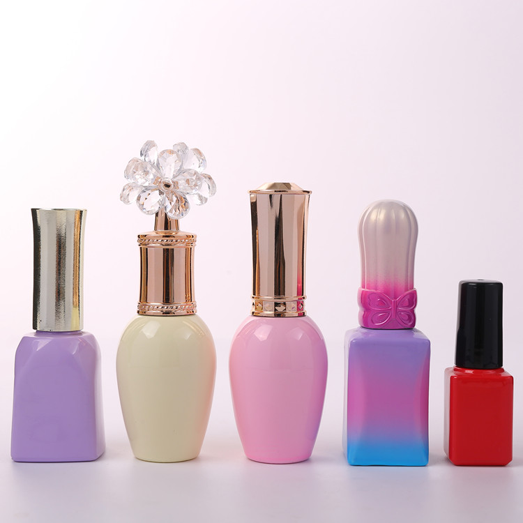 wholesale 5ml 8ml 10ml 12ml 15ml square gel empty glass nail polish  bottles with brush
