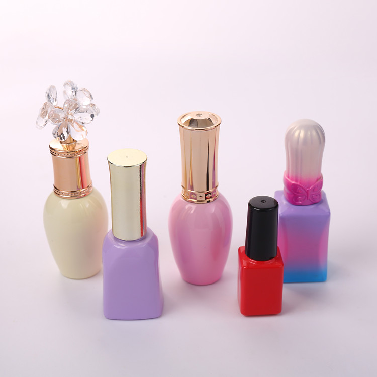 wholesale 5ml 8ml 10ml 12ml 15ml square gel empty glass nail polish bottles with brush