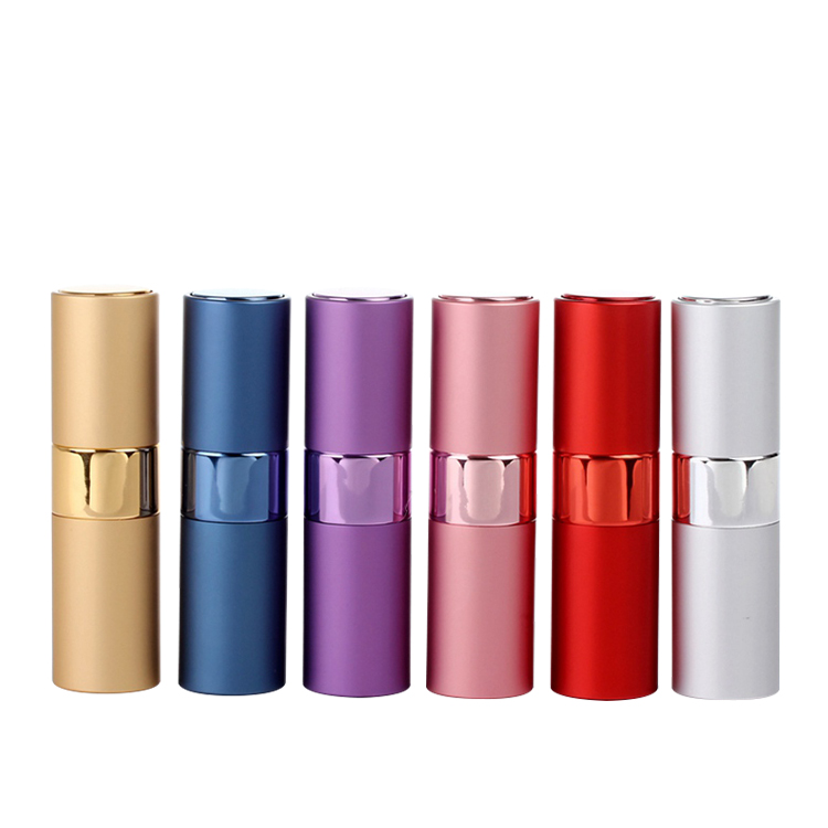 wholesale 5ml/ 8ml/10ml/15ml/20ml colorful twist aluminum perfume atomizer bottle refillable