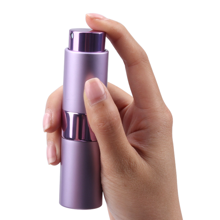 wholesale 5ml/ 8ml/10ml/15ml/20ml colorful twist aluminum perfume atomizer bottle refillable
